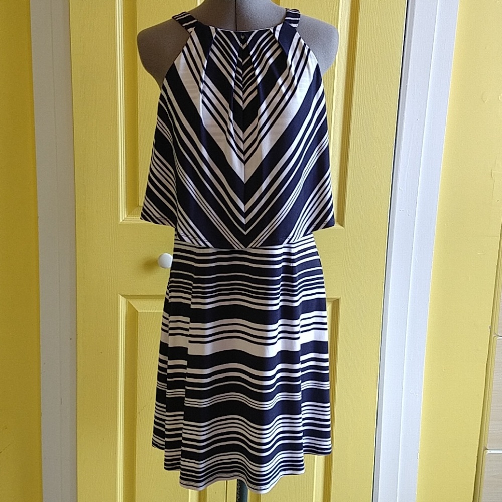 Jessica Simpson NWT navy striped popover dress 10